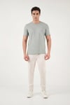 Buratti Pamuklu Regular Fit Çizgili Bisiklet Yaka Erkek T Shirt 5904030 ELMA YEŞİLİ