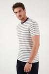 Buratti Pamuklu Regular Fit Çizgili Bisiklet Yaka Erkek T Shirt 5904039 İNDİGO