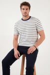 Buratti Pamuklu Regular Fit Çizgili Bisiklet Yaka Erkek T Shirt 5904039 İNDİGO