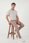 Buratti Pamuklu Regular Fit Çizgili Bisiklet Yaka Erkek T Shirt 5904039 KAHVE