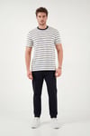 Buratti Pamuklu Regular Fit Çizgili Bisiklet Yaka Erkek T Shirt 5904039 İNDİGO