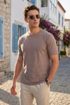 Buratti Pamuklu Regular Fit Çizgili Bisiklet Yaka Erkek T Shirt 5904030 KAHVE
