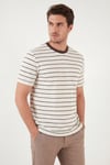 Buratti Pamuklu Regular Fit Çizgili Bisiklet Yaka Erkek T Shirt 5904039 KAHVE