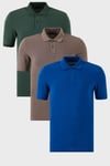 Buratti Pamuklu Regular Fit Düğmeli 3'lü Paket Erkek Polo Yaka T Shirt 5902739S3 Nefti-Vizon-Saks