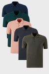 Buratti Pamuklu Regular Fit Düğmeli Polo Yaka 5'li Paket Erkek T Shirt 5902127S5 Antrasit-Haki-İndigo-Yeşil-Pudra