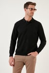 Buratti Pamuklu Regular Fit Düğmeli Polo Yaka Erkek Kazak 456211 SİYAH