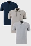 Buratti Pamuklu Regular Fit Düğmeli Polo Yaka 3'lü Paket Erkek T Shirt 590211827S3 Gri Melanj-İndigo-Taş