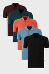 Buratti Pamuklu Regular Fit Düğmeli Polo Yaka 5'li Paket Erkek T Shirt 5902127S5 Siyah-Vişne-Yeşil-Mavi-Tarçın