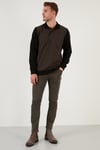 Buratti Pamuklu Regular Fit Düğmeli Polo Yaka Erkek Sweat 5905211 KAHVE