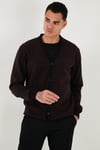 Buratti Pamuklu Regular Fit Düğmeli V Yaka Erkek Hırka 456205 BORDO