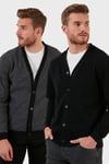 Buratti Pamuklu Regular Fit Düğmeli V Yaka 2'li Paket Erkek Hırka 456205S2 GRİ-SİYAH