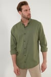 Buratti Pamuklu Regular Fit Düğmeli Yaka Erkek Gömlek CF20S111871 HAKİ