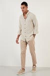 Buratti Pamuklu Regular Fit Düğmeli Yaka Erkek Gömlek CF20S111871 TAŞ