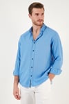 Buratti Pamuklu Regular Fit Düğmeli Yaka Erkek Gömlek CF20S111871 KOYU MAVİ