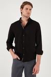 Buratti Pamuklu Regular Fit Düğmeli Yaka Erkek Gömlek CF20S111871 SİYAH