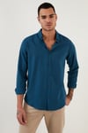 Buratti Pamuklu Regular Fit Düğmeli Yaka Erkek Gömlek CF20S111871 İNDİGO