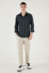 Buratti Pamuklu Regular Fit Düz Yaka Erkek Gömlek CF25S119628 ANTRASİT