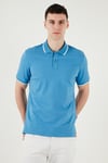 Buratti Pamuklu Regular Fit Erkek Polo Yaka T Shirt 5902063 Açık Mavi-Ekru
