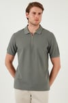 Buratti Pamuklu Regular Fit Fermuarlı Erkek Polo Yaka T Shirt 5902434 AÇIK HAKİ