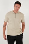 Buratti Pamuklu Regular Fit Fermuarlı Erkek Polo Yaka T Shirt 5902738 VİZON