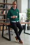 Buratti Pamuklu Regular Fit Kanguru Cepli Kapüşonlu Erkek Sweat 6141006B PETROL