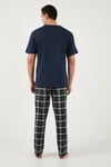 Buratti Pamuklu Regular Fit Kareli Kısa Kollu Erkek Pijama Takımı 6096860 LACİVERT-YEŞİL