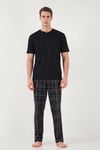 Buratti Pamuklu Regular Fit Kareli Kısa Kollu Erkek Pijama Takımı 6096860 SİYAH