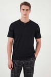 Buratti Pamuklu Regular Fit Kareli Kısa Kollu Erkek Pijama Takımı 6096860 SİYAH