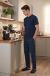 Buratti Pamuklu Regular Fit Kareli Kısa Kollu Erkek Pijama Takımı 6096860 LACİVERT
