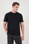 Buratti Pamuklu Regular Fit Kareli Kısa Kollu Erkek Pijama Takımı 6096860 SİYAH