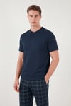 Buratti Pamuklu Regular Fit Kareli Kısa Kollu Erkek Pijama Takımı 6096860 LACİVERT