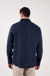 Buratti Pamuklu Regular Fit Klasik Yaka Uzun Kollu % 100 Keten Erkek Gömlek CF26S1210000 LACİVERT