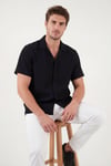 Buratti Pamuklu Regular Fit Klasik Yaka Kısa Kollu Erkek Gömlek CF26S125404 SİYAH
