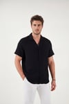 Buratti Pamuklu Regular Fit Klasik Yaka Kısa Kollu Erkek Gömlek CF26S125404 SİYAH