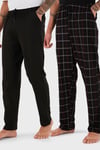 Buratti Pamuklu Regular Fit Normal Bel Düz Paça Cepli 2'li Paket Erkek Pijama Altı 6574003S2 Siyah-Siyah Bordo