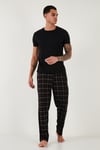 Buratti Pamuklu Regular Fit Normal Bel Düz Paça Cepli 2'li Paket Erkek Pijama Altı 6574003S2 Lacivert-Siyah Bordo