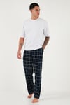 Buratti Pamuklu Regular Fit Normal Bel Düz Paça Cepli 2'li Paket Erkek Pijama Altı 6574003S2 LACİVERT-LACİVERT