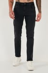 Buratti Pamuklu Regular Fit Normal Bel Boru Paça Jeans Erkek Kot Pantolon 2211C03PARMA Füme Siyah