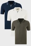 Buratti Pamuklu Regular Fit Şerit Detaylı 3'lü Paket Erkek Polo Yaka T Shirt 5902964S3 Haki-İndigo-Beyaz