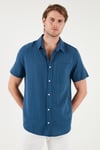 Buratti Pamuklu Regular Fit Tek Cepli Kısa Kol Erkek Gömlek CF25S128230 İNDİGO
