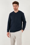 Buratti Pamuklu Regular Fit V Yaka Erkek Kazak 456202 V LACİVERT