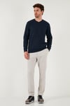 Buratti Pamuklu Regular Fit V Yaka Erkek Kazak 456202 LACİVERT