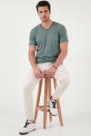 Buratti Pamuklu Regular Fit V Yaka Erkek T Shirt 5902719 NEFTİ