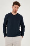 Buratti Pamuklu Regular Fit V Yaka Erkek Kazak 456202 LACİVERT