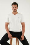 Buratti Pamuklu Regular Fit V Yaka Erkek T Shirt 5902719 EKRU