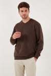 Buratti Pamuklu Regular Fit V Yaka Erkek Kazak 456202 KAHVE