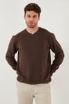 Buratti Pamuklu Regular Fit V Yaka Erkek Kazak 456202 KAHVE