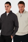 Buratti Pamuklu Regular Fit Yarım Fermuarlı Dik Yaka 2'li Paket Erkek Sweat 5905716S2 Antrasit-Taş