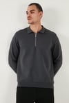 Buratti Pamuklu Regular Fit Yarım Fermuarlı Polo Yaka Erkek Sweat 5905789 ANTRASİT