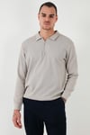 Buratti Pamuklu Regular Fit Yarım Fermuarlı Polo Yaka Erkek Sweat 5905805 TAŞ